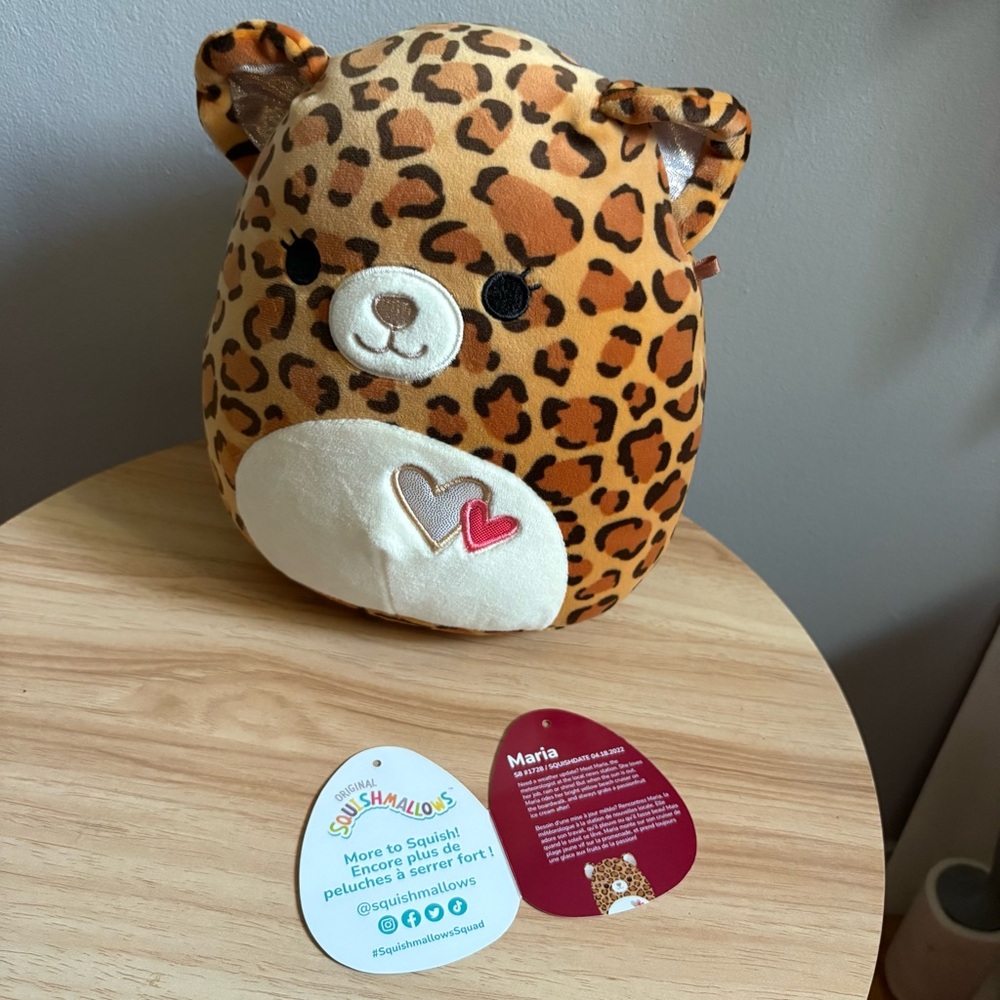 Squishmallows Maria Brown Leopard Plush with Heart